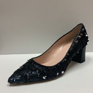 Kate Spade Black and Silver Sequined Low Pump Size 5 M, Heel Height 2”